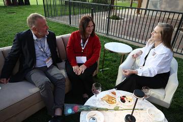 Cindy and Carol talking at demo day 2025 event