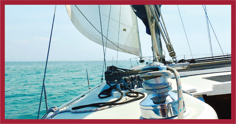Sailboat navigating turbulent waters