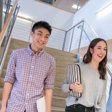 Students at the Leavey School of Business in Lucas Hall