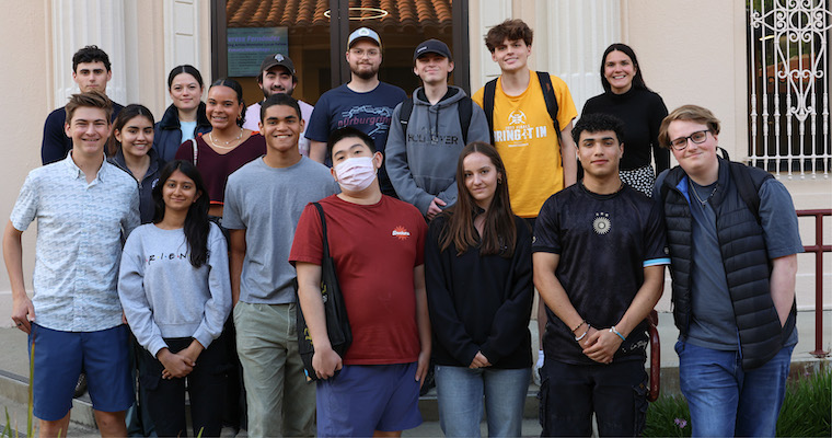 Professor Sarah Cabral with students from new pilot course Foundations of Leadership