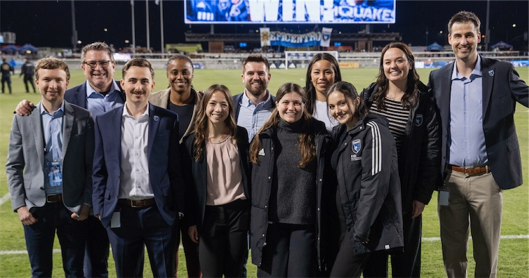Leavey alumnus Mike Ford after a San Jose Earthquakes win