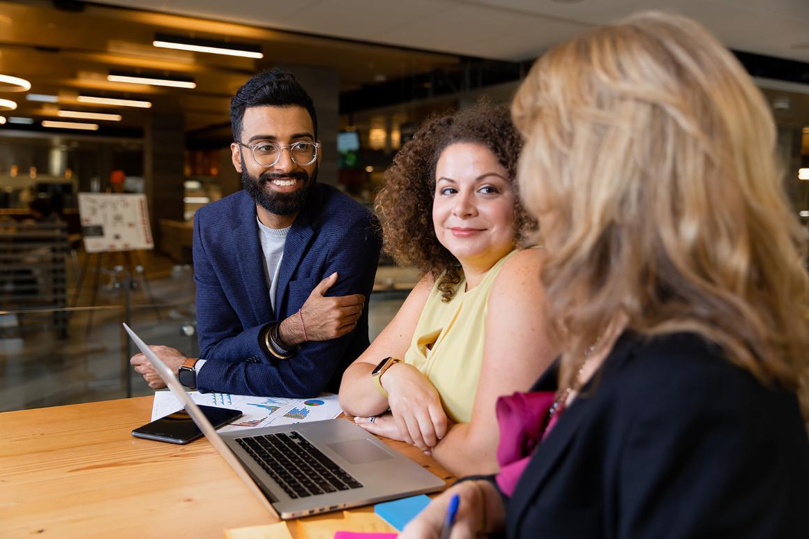 Leavey graduate business students meeting in Benson Center