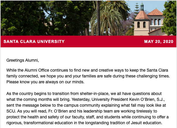 COVID-19 news and leadership update page