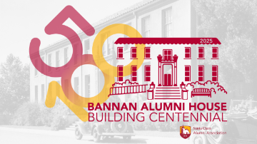 A red outline drawing of a building with the numbers 