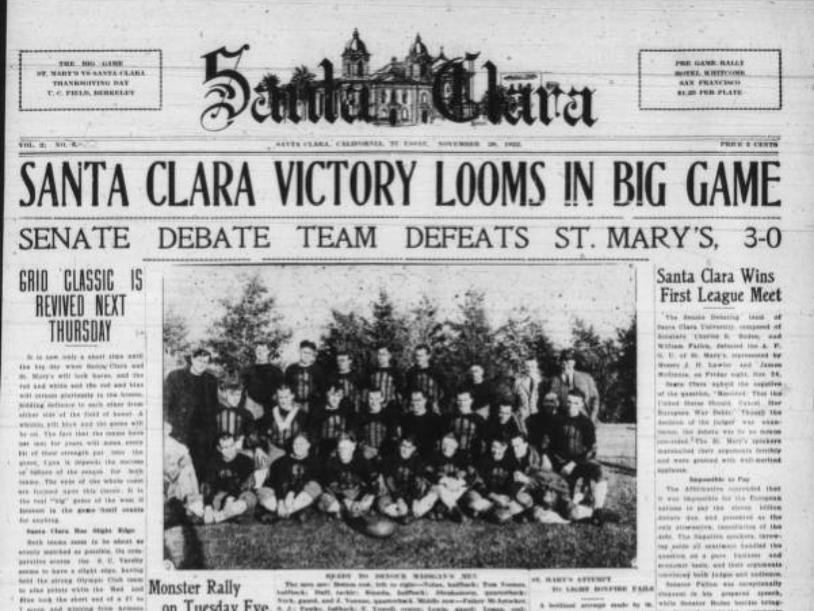 Cover of a very dated The Santa Clara newspaper edition