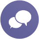 Alt text: Two speech bubbles inside a purple circle.
