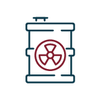 Alt text: Radiation barrel with hazard symbol.