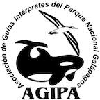 AGIPA logo with a whale and bird, text around it reads 'Asociación de Guías Intérpretes del Parque Nacional Galápagos'.