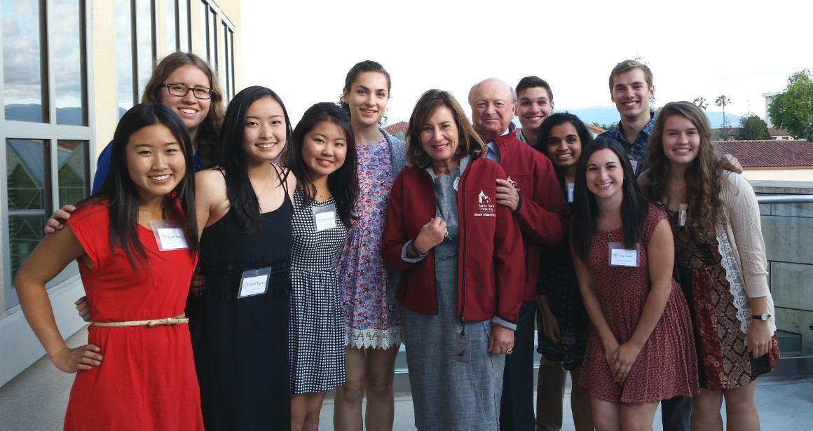 The Johnsons take a picture with Johnson Scholars Class of 2018. 