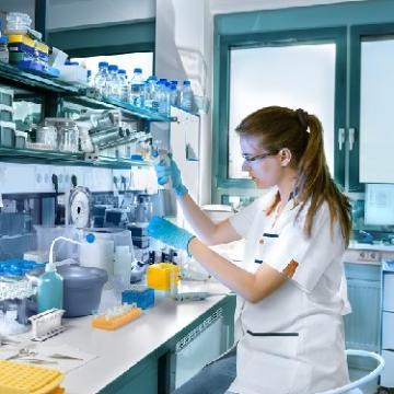 Person working at a lab bench