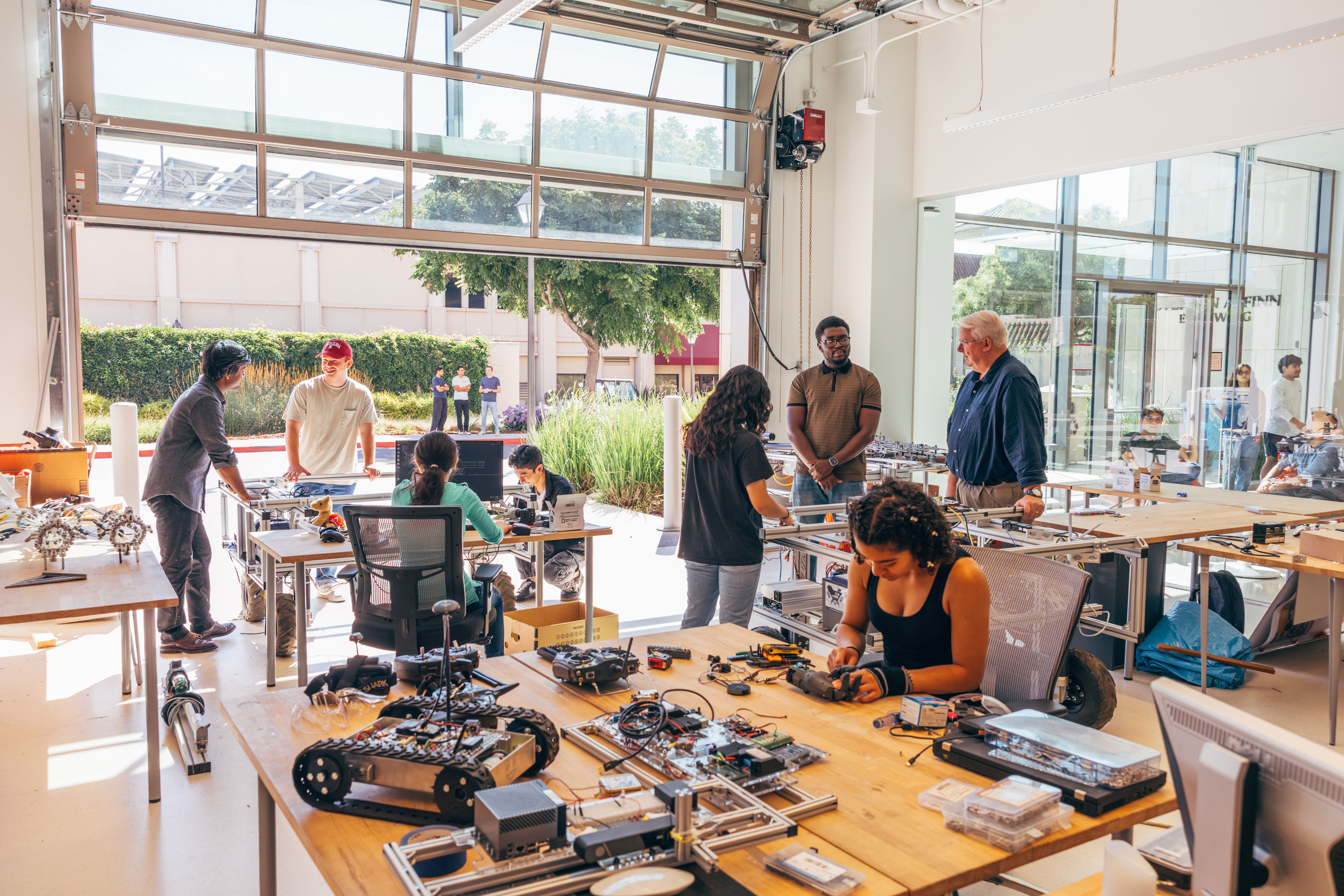 Students working on projects inside the Robotics Systems Lab