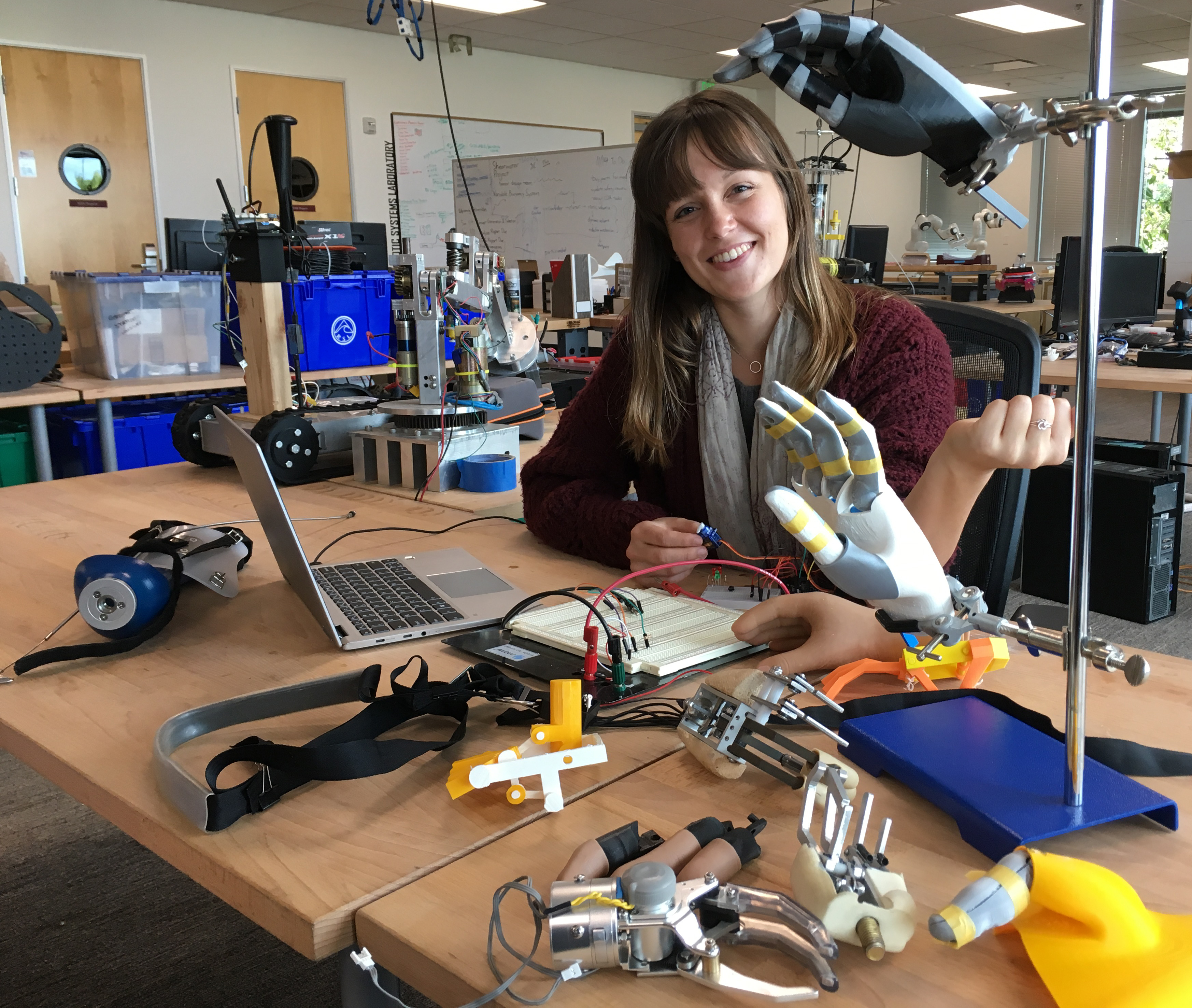 Jamie Ferris '19 at work on the HELP Hand