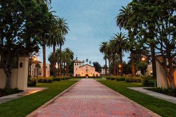 Mission Santa Clara viewed from the entrance to Santa Clara University image link to story