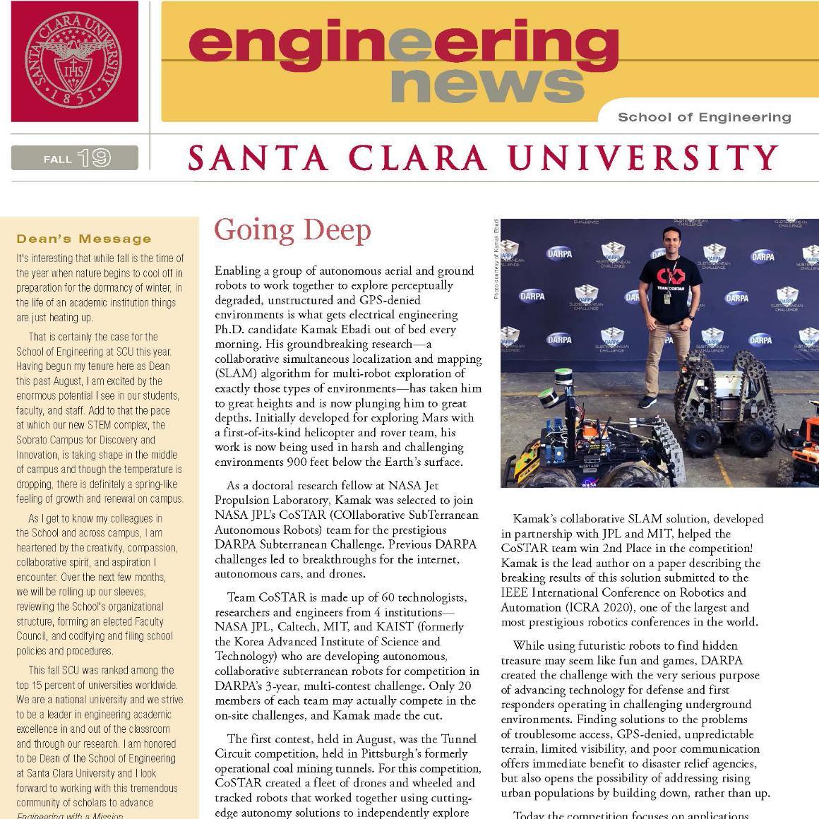 Front cover of the Fall 2019 edition of Engineering News