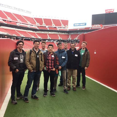Electrical engineering students posed at Levi Stadium