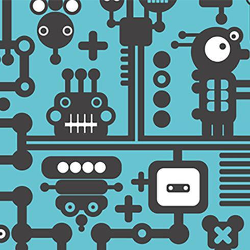 Illustration of robots on circuit board