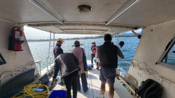 Setting up marine robot for deployment on a boat