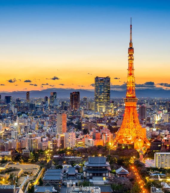 Tokyo skyline at dusk 