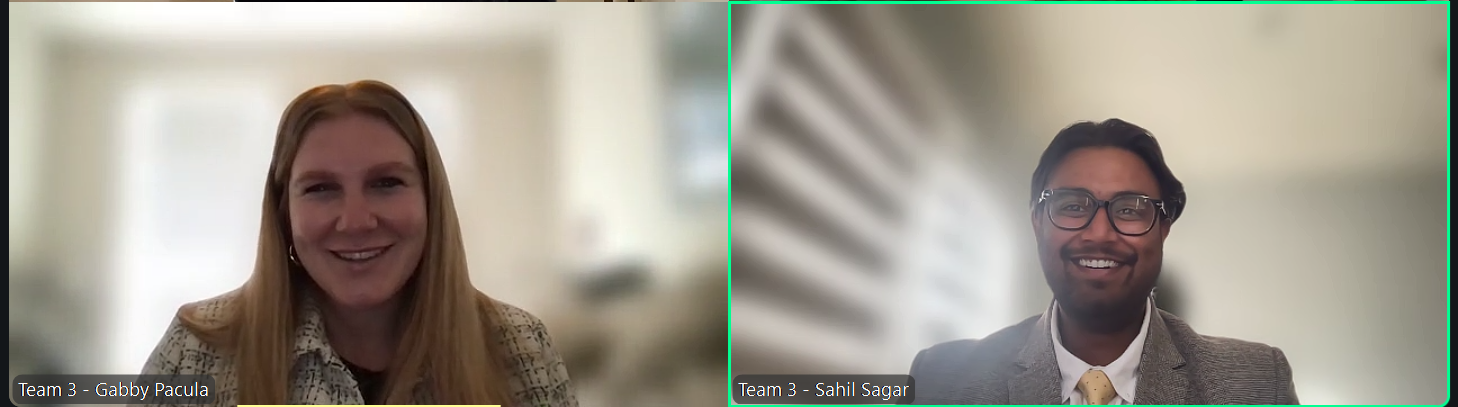 two students smile on zoom