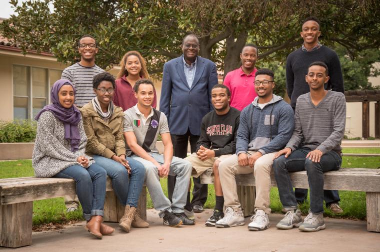 Electrical Engineering Professor Tokunbo Ogunfunmi with members of NSBE (National Society of Black Engineers), the student organization he advises.