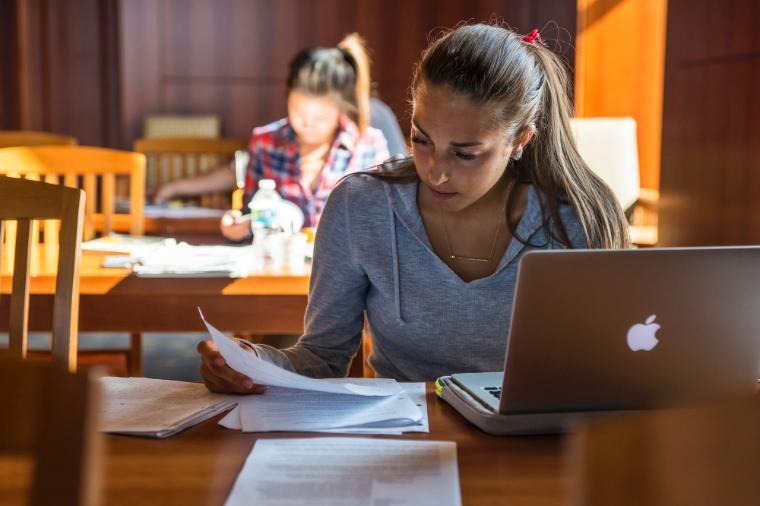 Students in the St. Clare Room Studying